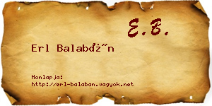 Erl Balabán névjegykártya